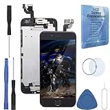 passionTR Black for iPhone 6 4.7 Inch LCD Digitizer Display Screen Replacement Full Complete Frame Assembly with Home Button Front Facing Camera Ear Speaker Proximity Sensor Repair Tool kit