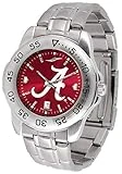 SunTime Men's Alabama Crimson Tide Sport Watch, 20mm Stainless Steel Strap, Reflective Shiny Dial with Date