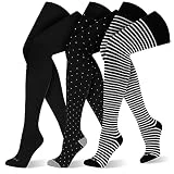 LEVSOX Compression Socks for Women&Men Thigh High 20-30 mmHg Bamboo Viscose Over the Knee Graduated Compression Stockings for Pregnancy, Nurse, Medical, Flying and Travel, Black, Stripe, Polka Dots