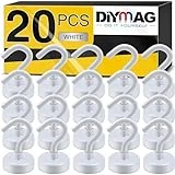 DIYMAG Magnetic Hooks, 25Lbs Strong Heavy Duty Cruise Magnet S-Hooks for Classroom, Fridge, Hanging, Cabins, Grill, Kitchen, Garage, Workplace and Office etc, (20 Pack-White)
