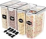 Utopia Kitchen Cereal Containers Storage - 4 Pack Airtight Food Storage Containers & Cereal Dispenser For Pantry Organization And Storage - Canister Sets For Kitchen Counter