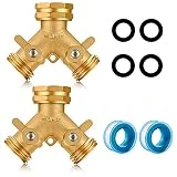 YELUN Garden Hose Splitter,2 Way Connector Heavy Duty Brass, Garden Faucet,Splitter for Outdoor Faucet, Hose y Splitter, Hose Bib Splitter, Adapter with Comfortable Grip Shut Off Valves 2Pcs