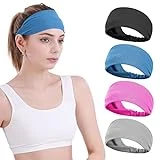 Sukeen Cooling Headbands Sports Headbands, Sweat Headband Men Women, Workout Head Band for Yoga, Golf, Gym, Camping, Running,Tennis, Basketball, Football,Unisex Hairband (4 Pack)