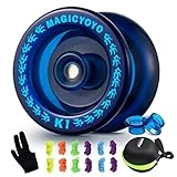 MAGICYOYO Responsive YoYo K1-Plus for Kids Beginners with Yoyo Storage Bag + 12 Yoyo Strings and Yo-Yo Glove Gift (Blue)