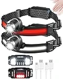 Victoper Rechargeable Headlamp 2 Pack, Zoomable 230° Wide Beam Head Lamp with Motion Sensor & Red Light, 7+3 Modes LED Head Light for Adults, Lightweight Head Flashlight for Outdoor, Running, Hiking