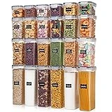 Vtopmart Airtight Food Storage Containers with Lids, 24 pcs Plastic Kitchen and Pantry Organization Canisters for Cereal, Dry Food, Flour and Sugar, BPA Free, Includes 24 Labels
