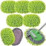 Tallew 5 Pcs Car Wash Mitt Car Wash Kit, Car Wash Brush Not Included, Microfiber Mitt Car Wash Detail Car Cleaning Tools Truck Washing Kit Chenille Scratch Free Replacement Kit for Auto RV Pickup Bus