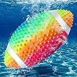 Swimming Pool Football, Water Footballs for Pool for Under Water Passing, Dribbling, Beach Football Waterproof, Pool Water Diving Game Toys for Teens Adults, Ball Fills with Water (Rainbow Color)