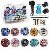WNSULL Bey Battling Tops Burst Set with Portable Box-10 Pack Metal Fusion Gyro with 3 Launcher and 1 Grip-Toy Gift for Boys Kids Ages 6 7 8 9 10 11 12 Years Old