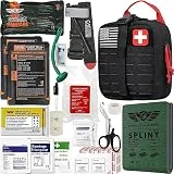 EVERLIT Advanced Emergency Trauma Kit, CAT GEN-7 Tourniquet Mil-Spec Nylon Laser Cut Pouch with 36' Splint, Military Combat Tactical IFAK for First Aid Response Bleeding Control (Black)