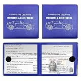 Ziciner Car Registration Insurance Holder, 2Pack Essential Auto Card Document Glove Box Organizer with Velcro Closure, Vehicle Interior Accessories Perfect for Most Car, Truck, SUV (B-Words/Blue)