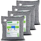 NIYIKOW Charcoal Bags Odor Absorber (Large, 4Pack x 200g), Nature Fresh Bamboo Charcoal Air Purifying Bags, Activated Charcoal Odor Absorber for Home, Car, Closet, Pets, Basement Odor Eliminator -Grey