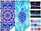 2 Pack Microfiber Oversized Lightweight Beach Towel 71'x32' XL Extra Large Thin Sand Free Towels Travel Swim Pool Yoga Gym Camping for Adults Women Men Beach Essentials Accessories Vacation Gift