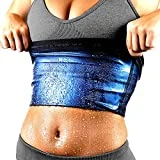 SDKSEOM Waist Trimmer Sweat Band Waist Trainer Stomach Wraps Sauna Suit for Women Workout Slimmer Belt Black & Blue S/M