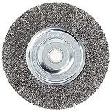 Forney 72745 Wire Bench Wheel Brush, Coarse Crimped with 1/2-Inch and 5/8-Inch Arbor, 6-Inch-by-.012-Inch