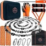 CAMPNDOOR High Limb Rope Saw 53 In - Zero Effort 360 Arborist Rope Chain Saw - Limb Saw - Hand Chain Saw - Cable Saw - Tree Limb Cutter - Rope Saw Tree Saw High Limb Both Sides - Pocket Chainsaw Wire
