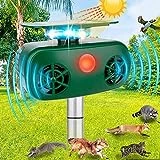 Ultrasonic Animal Repeller, Solar Powerwd Animal Repeller, Cat Bird Repellent Outdoor Solar Powered Ultrasonic Repeller Waterproof Dog Deterrent Squirrel Raccoon Deer & More Repellent for Yard Garden