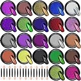 Duufin 22 Colors Chrome Nail Powders Metallic Nail Powder Mirror Effect Nail Art Chrome Powder with 22 Pcs Eyeshadow Sticks, 1g/Jar