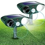 2 Pack Upgraded Ultrasonic Animal Repeller Outdoor,Solar Animal Repeller Waterproof Animal Repellent with Motion Detection LED Strobe Light Animal Deterrent for Cat Deer Mouse Fox Squirrel Raccoon