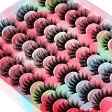 20 Pairs False Eyelashes Natural Fluffy Cat Eye Fake Eye Lashes 4 Styles Mixed Thick Wispy 5D Faux Mink Eyelashes Multipack
