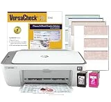 VersaCheck HP Deskjet 2755 MX MICR All-in-One Check Color Printer Gold Check Printing Software Bundle, White (2755MX)