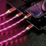baolaili 3 in 1 Multi Charging Cable LED Flowing Red Light Up Charger Cable, Micro Type-C Charging Cable, USB-C Fast USB Charger Cord for Most Smart Phone
