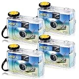 Xuhal 4 Pcs Underwater Disposable Camera Waterproof Single Use Cameras Pack 35 mm 400 ISO Film 27 Exposure for Summer Beach Vacation Camp Snorkeling Trip Adult Teens Gift