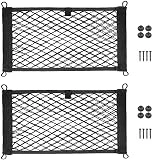 Seepong 2 Pack Large Cargo Net for Trunk, RV, Boats Storage Mesh Pocket Net with 4 Mounting Screw and Builtin Hooks 18 x 9.8 inch